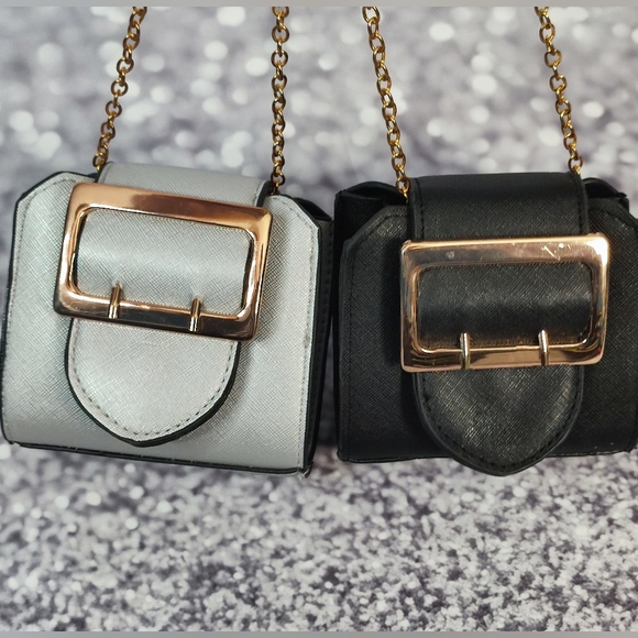 Mini Crossbody Bundle Set of 2 Black and Silver with Gold Tone Hardware NWOT - Picture 2 of 8
